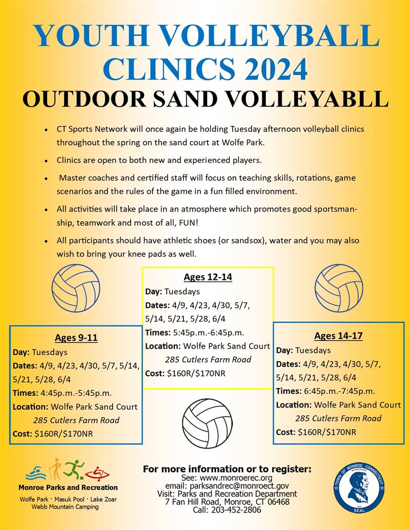 Monroe Parks and Recreation Department: Spring Volleyball Clinics