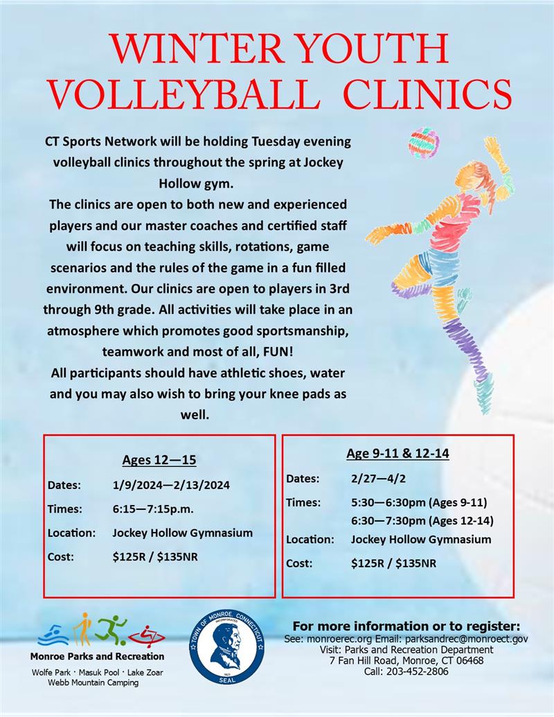 Monroe Parks and Recreation Department Winter Youth Volleyball